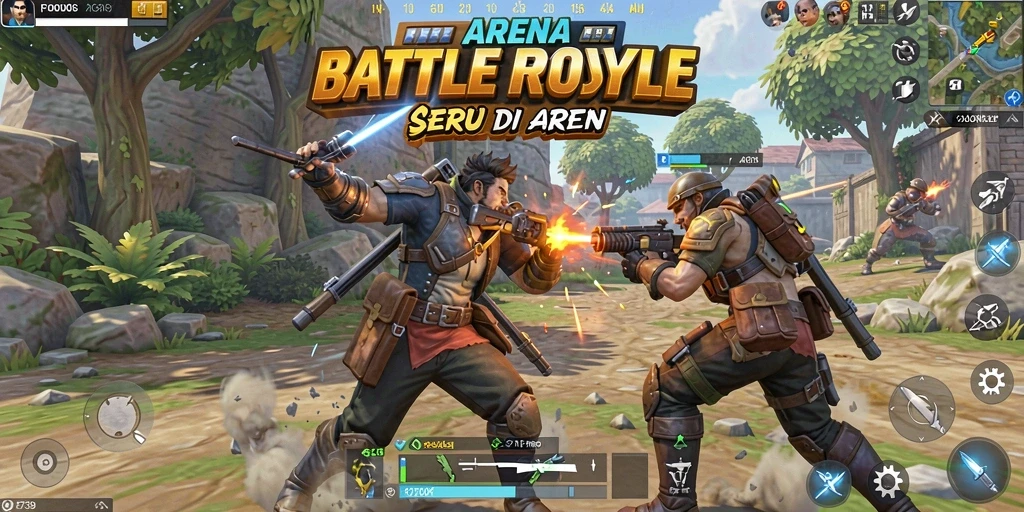 Screenshot gameplay intens dari 2739 dalam pertempuran Battle Royale.