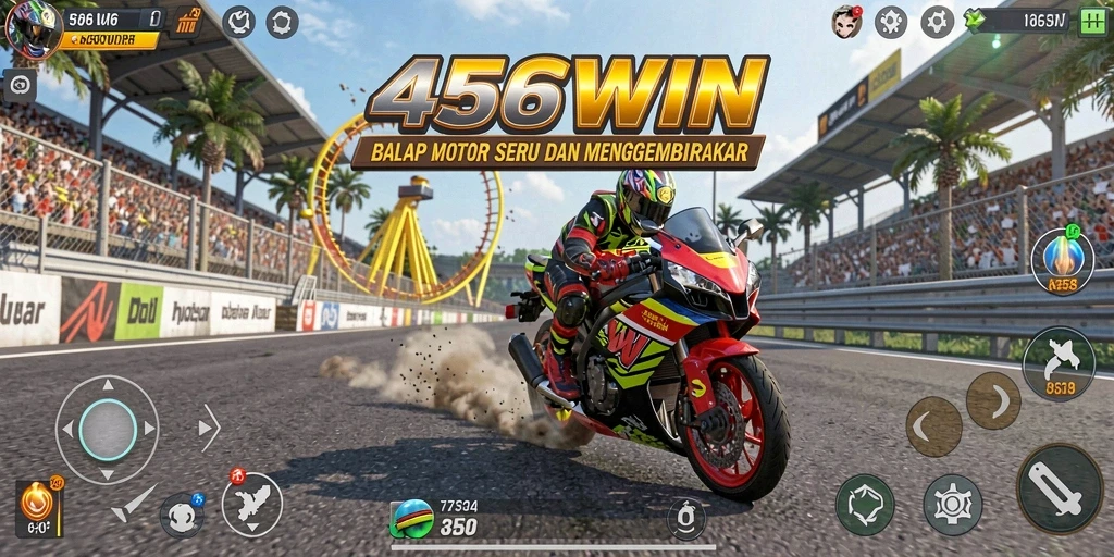 Tangkapan layar dari gameplay 456WIN yang mendebarkan di lintasan balap.