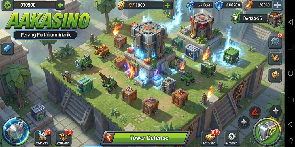 Tangkapan layar menampilkan aksi seru dalam gameplay Tower Defense