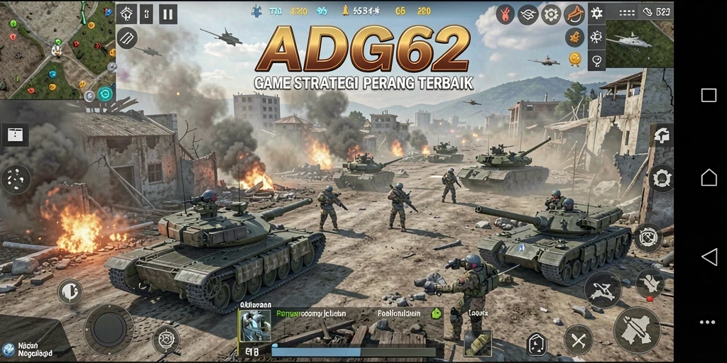 Gameplay seru ADG62 dengan strategi perang yang mendalam.