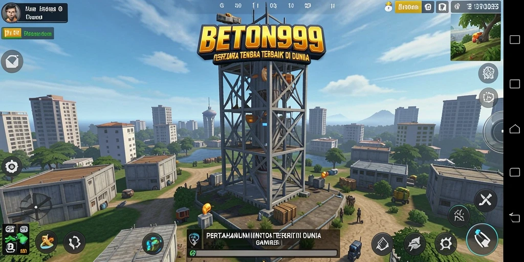 Tangkapan layar utama BETON999 yang menunjukkan aksi menara dalam Tower Defense.