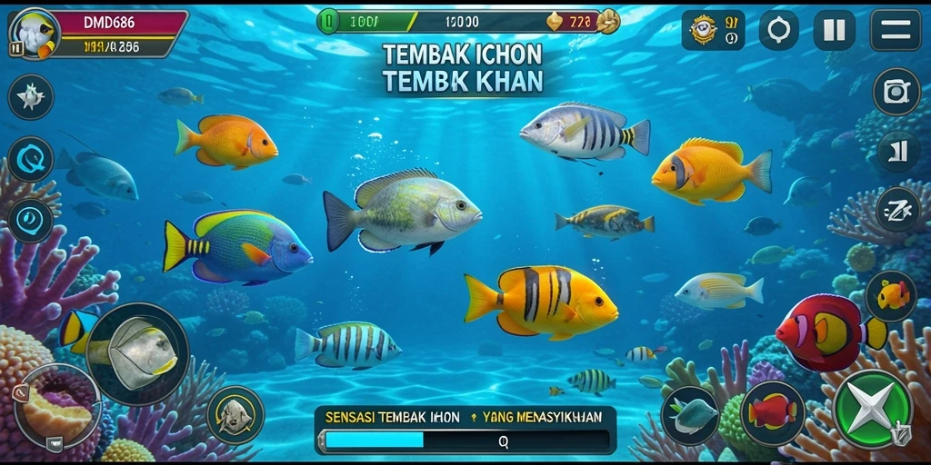 Screenshot utama DMD686 yang menampilkan gameplay seru Tembak Ikan.