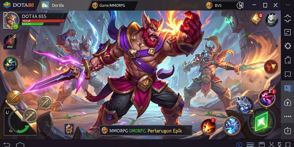 Screenshot DOTA88 menampilkan aksi pertempuran epik dalam dunia MMORPG.