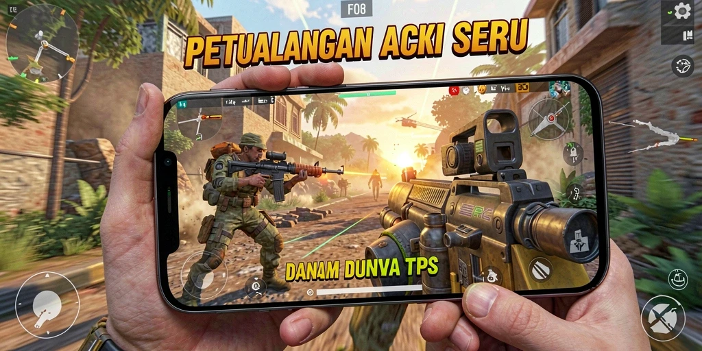 Tampilan gameplay mendebarkan di F08 dengan aksi tembak-tembakan yang intens.