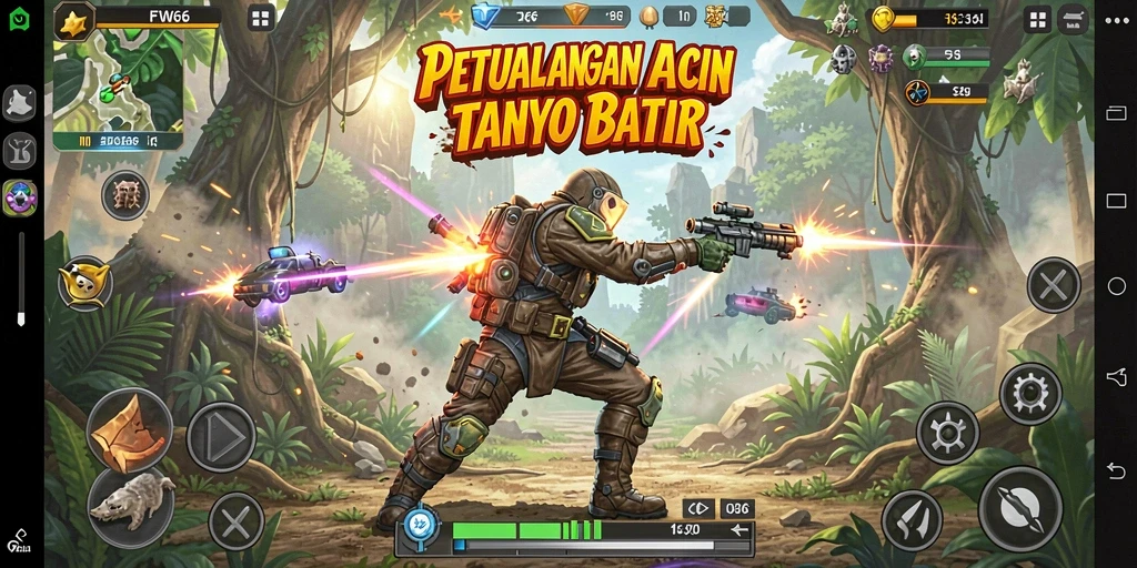 Screenshot gameplay FW66 yang menunjukkan aksi mendebarkan.