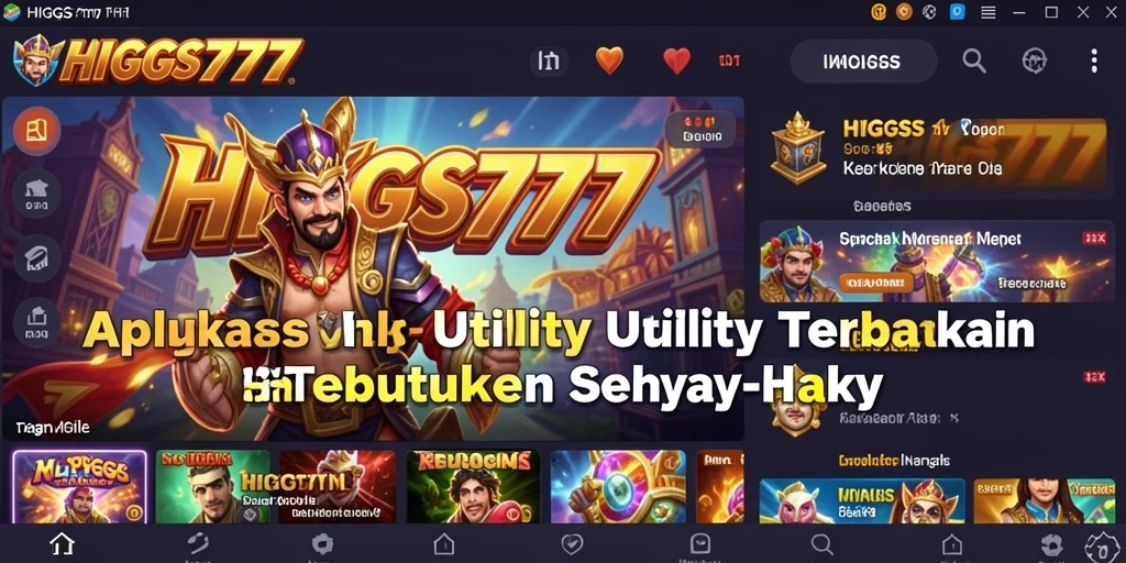 Tampilan utama HIGGS777 dengan fitur-fitur aplikasi Utility yang praktis.