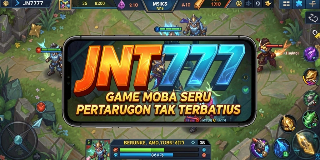 Tampilan seru pertarungan di arena MOBA JNT777.
