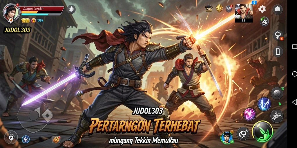 Tangkapan layar utama <strong>JUDOL303</strong> menunjukkan aksi pertarungan yang intens dan memukau.
