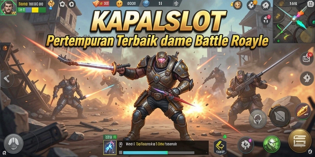 Tangkapan layar gameplay intens KAPALSLOT dalam pertempuran Battle Royale.