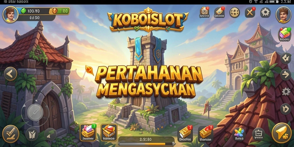 Tampilan gameplay menarik dari KOBOISLOT saat mempertahankan menara.