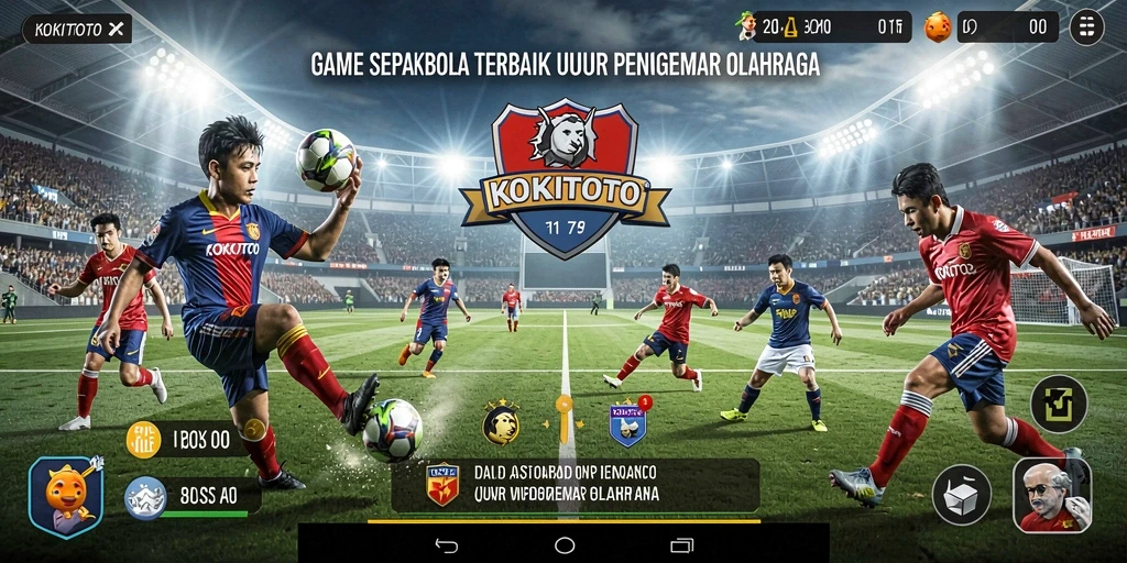 Tampilan gameplay menegangkan di KOKITOTO dengan aksi sepakbola.