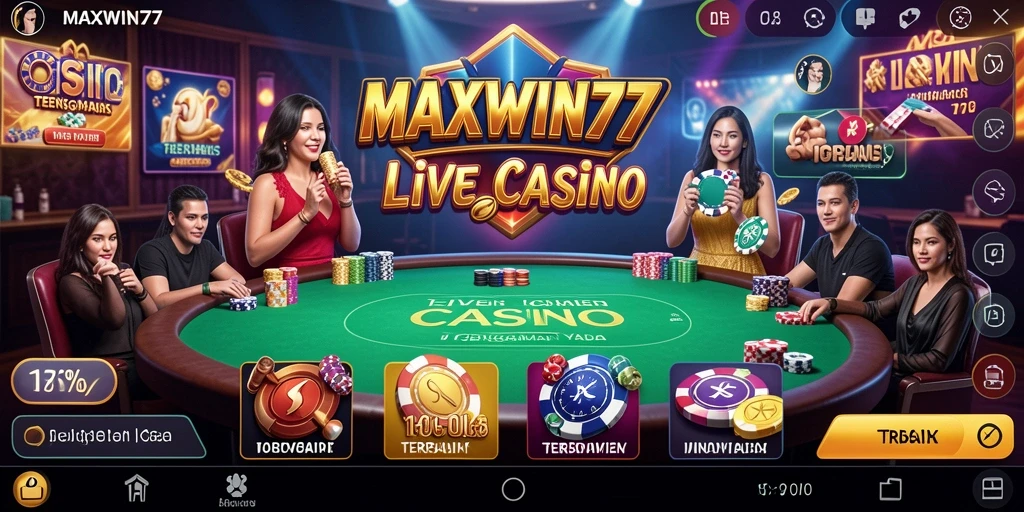 Gameplay Live Casino yang mendebarkan di aplikasi MAXWIN77.