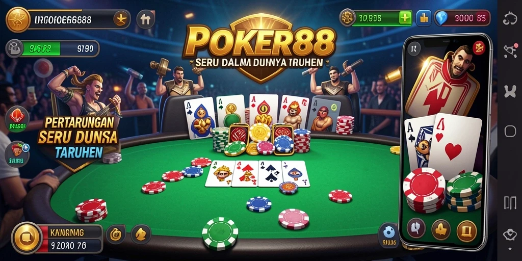 Screenshot gameplay POKER88 menampilkan aksi pertarungan intens.