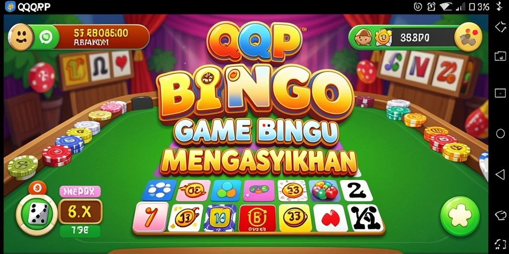 Screenshot gameplay QQRP dengan berbagai kartu Bingo.