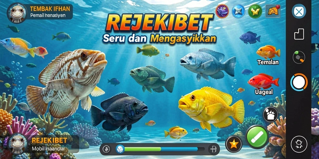 Screenshot gameplay REJEKIBET menampilkan aksi menembak ikan yang seru.