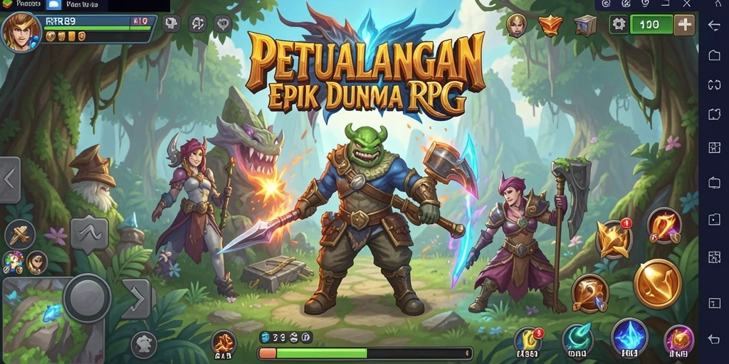 Tangkapan layar utama yang menampilkan aksi seru dalam permainan RPG.