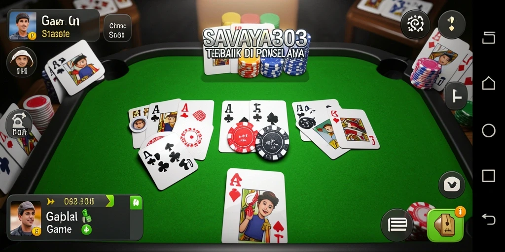 Screenshot SAVAYA303 menampilkan gameplay Gaple yang seru dan interaktif.