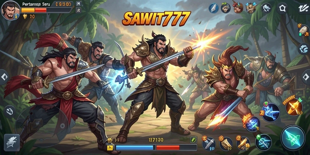 Screenshot aksi pertarungan mendebarkan di SAWIT777.
