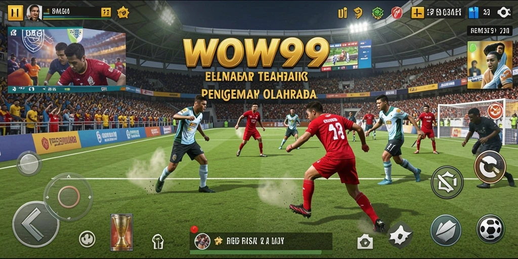Tampilan utama WOW99 menunjukkan aksi permainan olahraga yang seru.